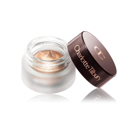Charlotte Tilbury packaging and label detail emphasizing luxury branding and shade name