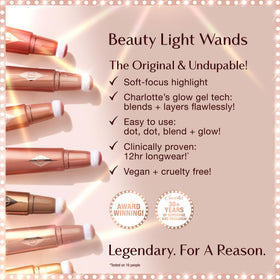 Charlotte Tilbury applying wand to cheek demonstrating quick dot-and-blend benefit