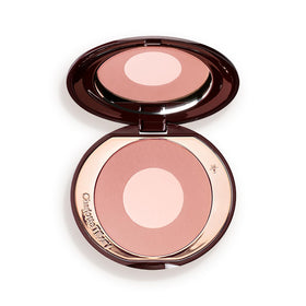 Charlotte Tilbury compact front view showing sleek packaging and easy portability
