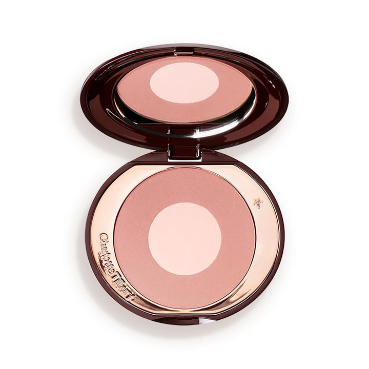 Charlotte Tilbury compact front view showing sleek packaging and easy portability