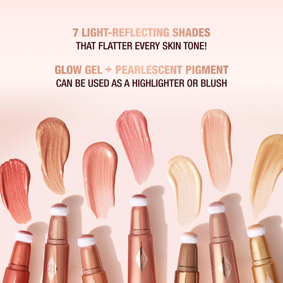Charlotte Tilbury label and ingredients panel emphasizing glow-enhancing components