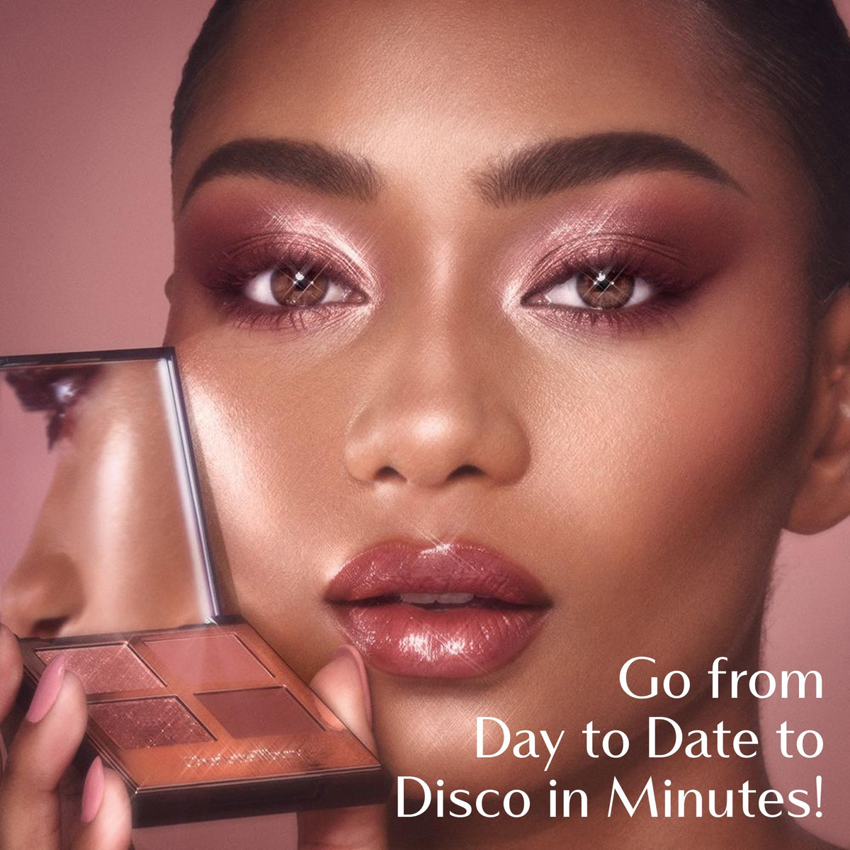 Charlotte Tilbury shimmer shade on lid demonstrating luminous center-pop for dimension