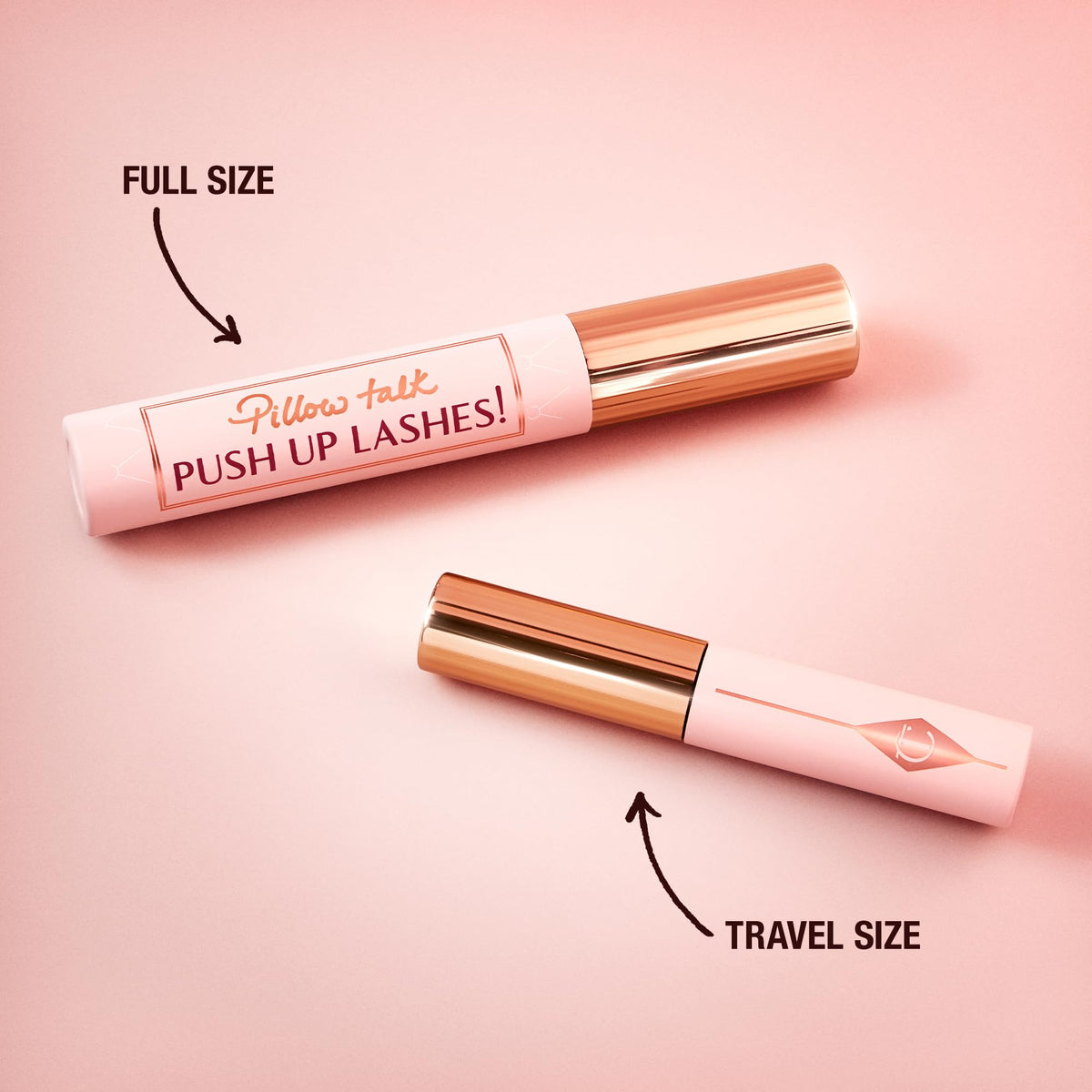 Charlotte Tilbury brush applying mascara to eye showcasing precise lift and definition
