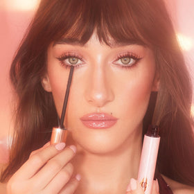 Charlotte Tilbury mascara texture swatch on paper showing smooth, non-clumping formula benefit