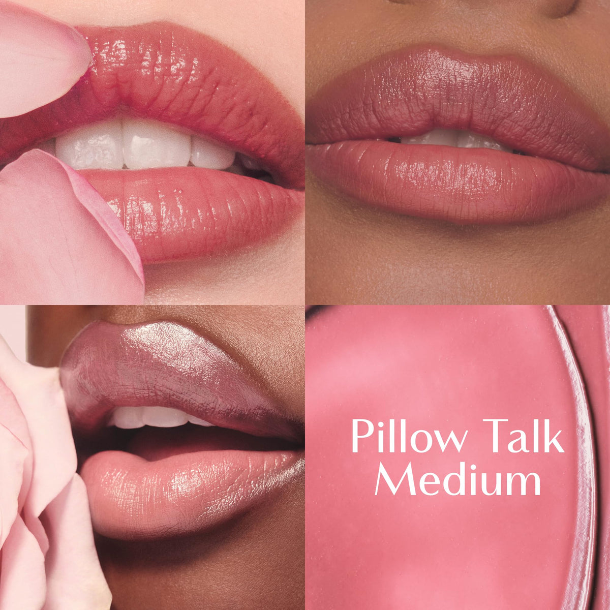 Charlotte Tilbury close-up texture of Pillow Talk Balm Lip Tint, creamy nourishing finish