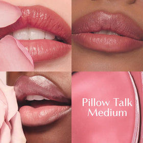 Charlotte Tilbury close-up texture of Pillow Talk Balm Lip Tint, creamy nourishing finish