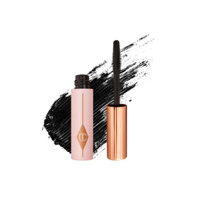 Charlotte Tilbury front packaging showing compact travel mascara and brand appeal