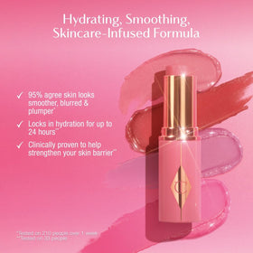 Charlotte Tilbury blush applied to cheeks demonstrating luminous healthy glow