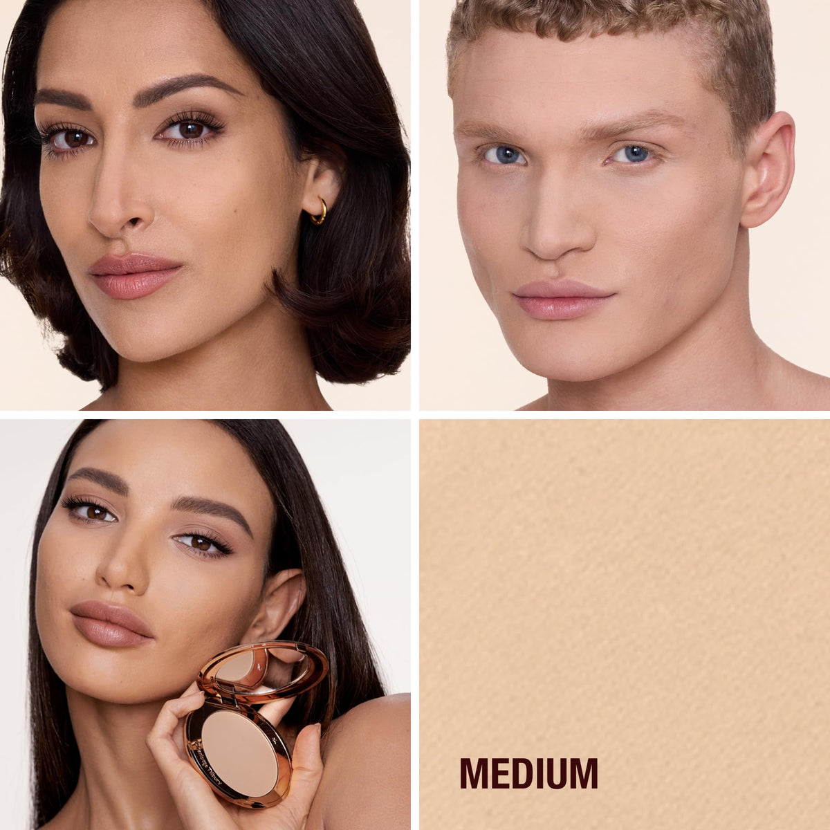 Charlotte Tilbury refill pan close-up highlighting smooth pressed powder and easy swap-in