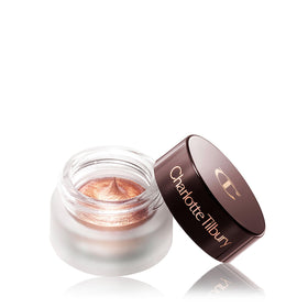 Charlotte Tilbury model wearing Rose Gold eyeshadow for luminous eye impact