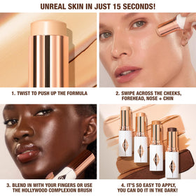 Charlotte Tilbury shade 4 Fair swatch on arm showing neutral undertone match benefit