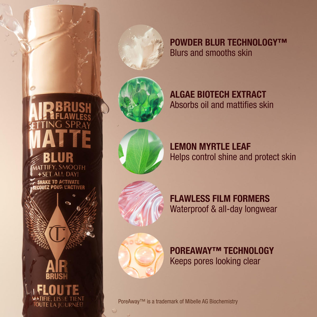 Charlotte Tilbury spray used during makeup application to lock and refresh look