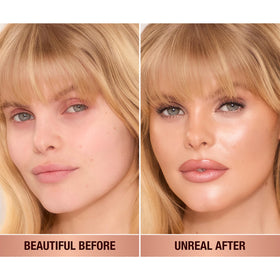 Charlotte Tilbury open stick revealing cream tip for precise, travel-friendly coverage