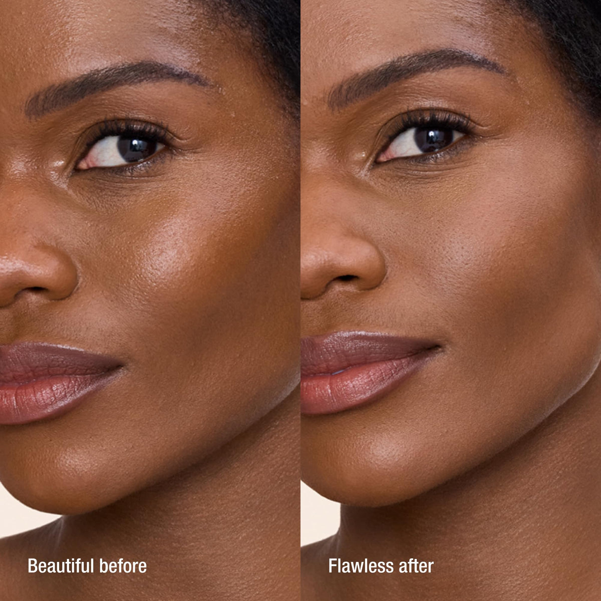 Charlotte Tilbury powder and brush swatch demonstrating lightweight coverage benefit