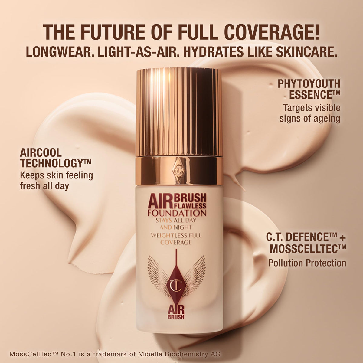 Charlotte Tilbury foundation texture close up showing smooth blendability