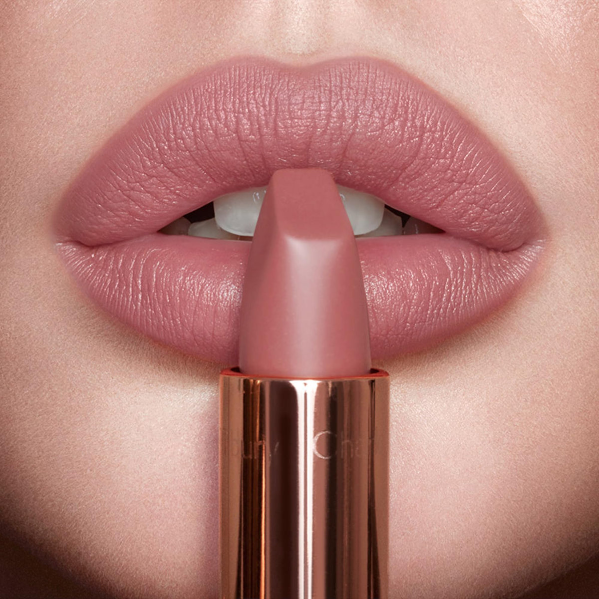 Charlotte Tilbury lipstick texture stroke showing creamy matte, comfortable wear