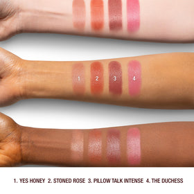 Charlotte Tilbury swatch texture on skin showing hydrating satin glow and pigment