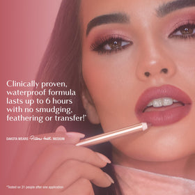 Charlotte Tilbury liner on vanity with tools showing beauty routine-ready benefit