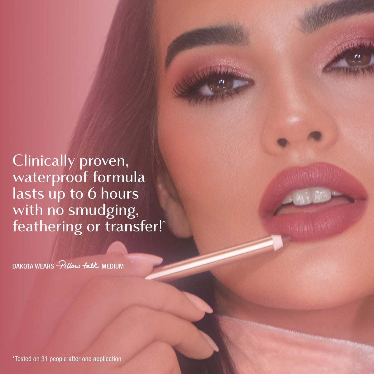 Charlotte Tilbury paired with lipstick showing how liner enhances color longevity