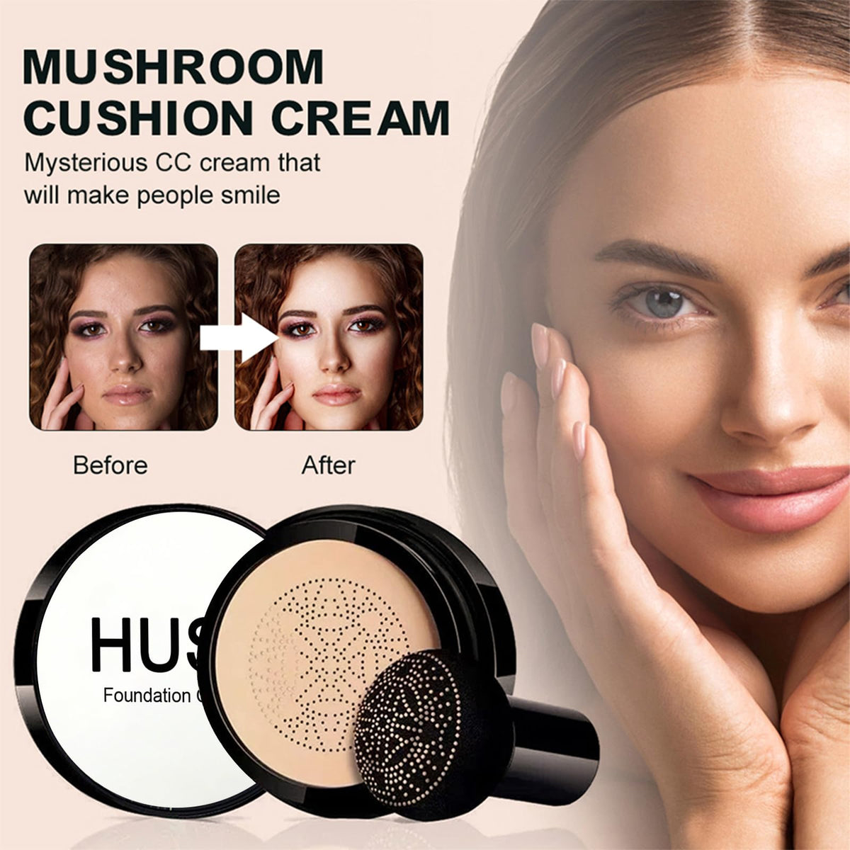 Charm Kiss coverage before and after photo demonstrating concealing of spots benefit