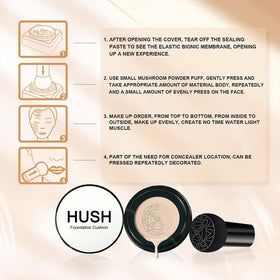 Charm Kiss cushion in a handbag lifestyle scene showing portability and quick touch-up benefit