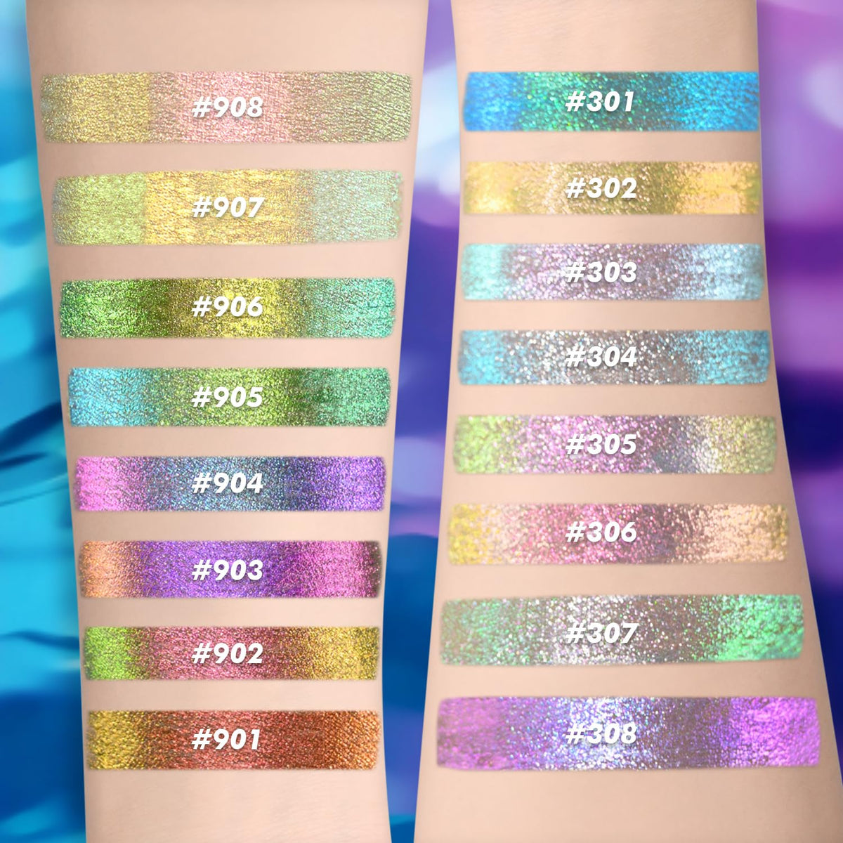 Charmacy eyeliner reflecting different hues at varied angles for dynamic depth