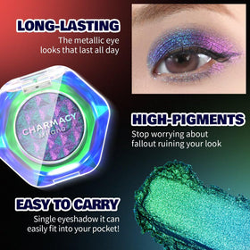 Charmacy Milano fingertip application swatch showing intense pigment and blendability
