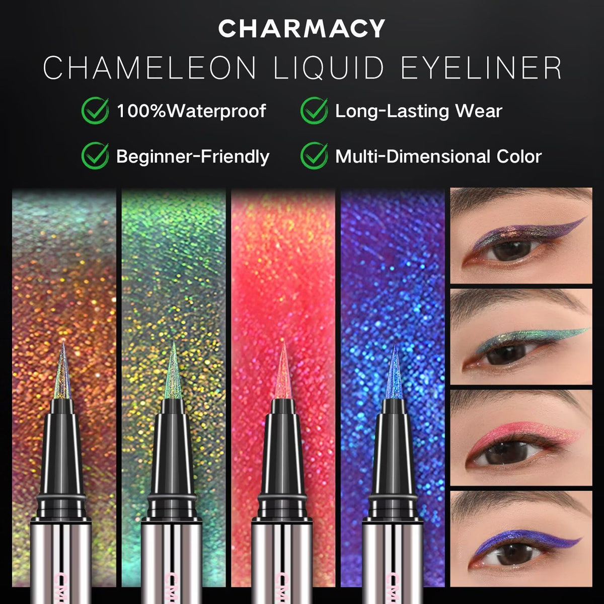 Charmacy Milano swatch showing multicolor shift and intense pigmentation
