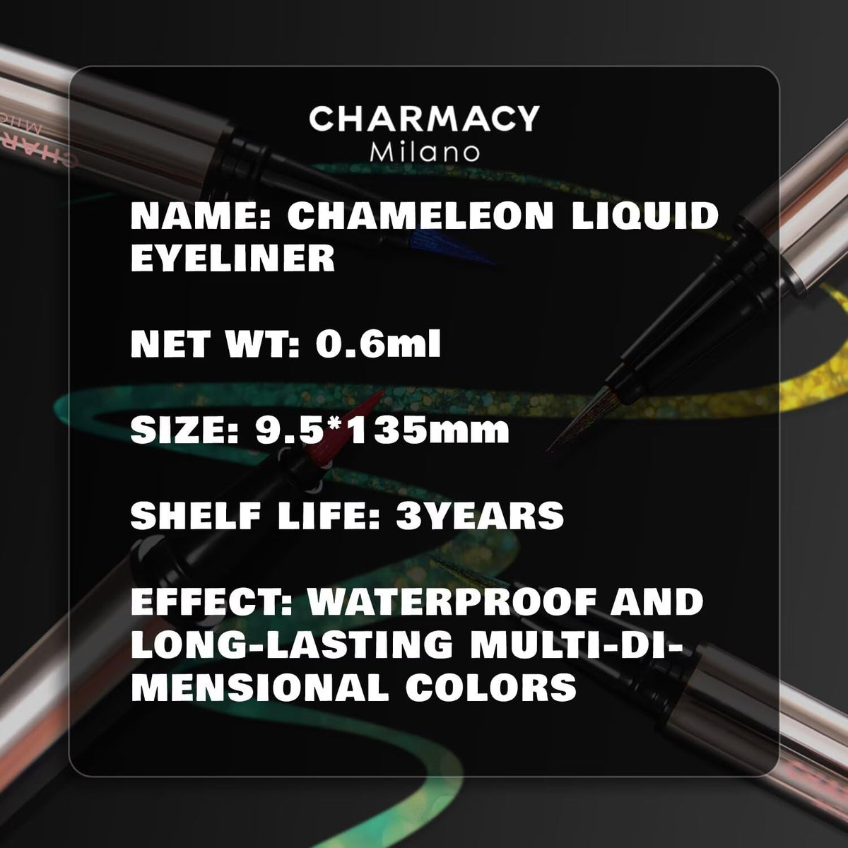 Charmacy Milano eyeliner beside coin showing compact size for travel