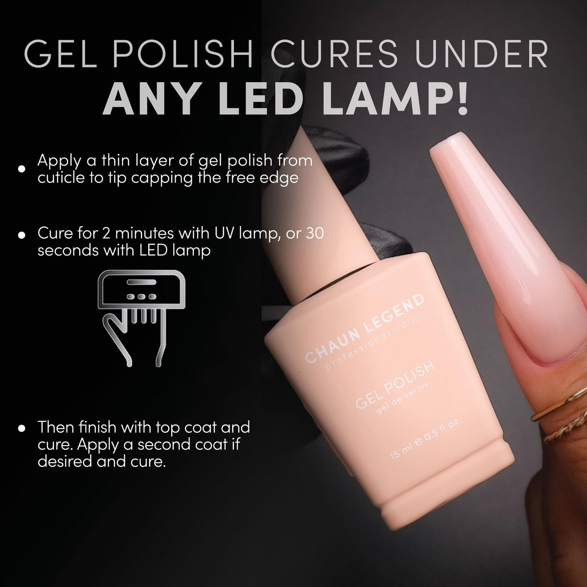 Chaun Legend cured nails reflecting light showing high-shine finish and chip resistance
