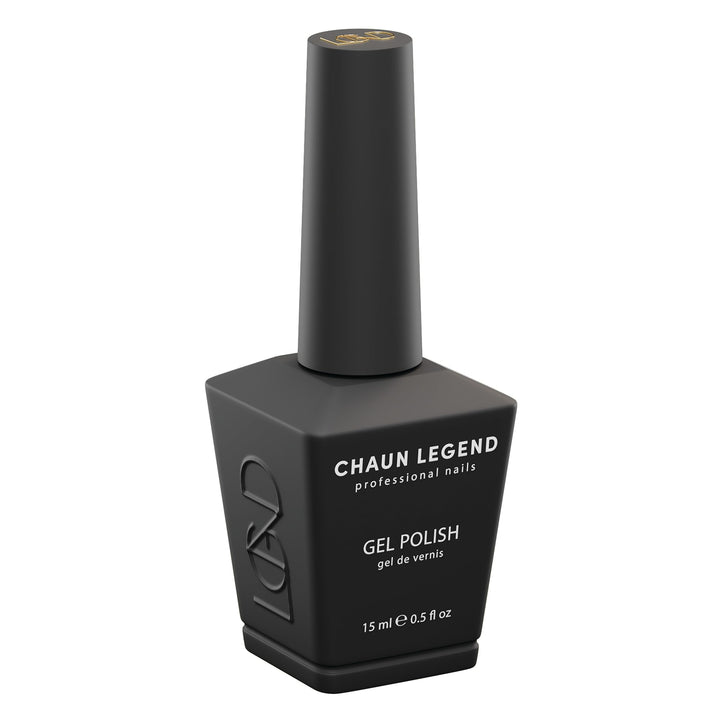 Chaun Legend front packaging showing 0.5 oz bottle and bold black shade benefits long-lasting wear
