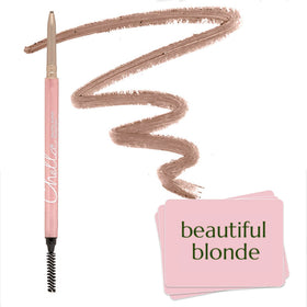 Chella front packaging showing compact brow pencil and benefit of portability