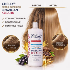 CHELLY label close-up highlighting product name and chocolate-infused formula benefit