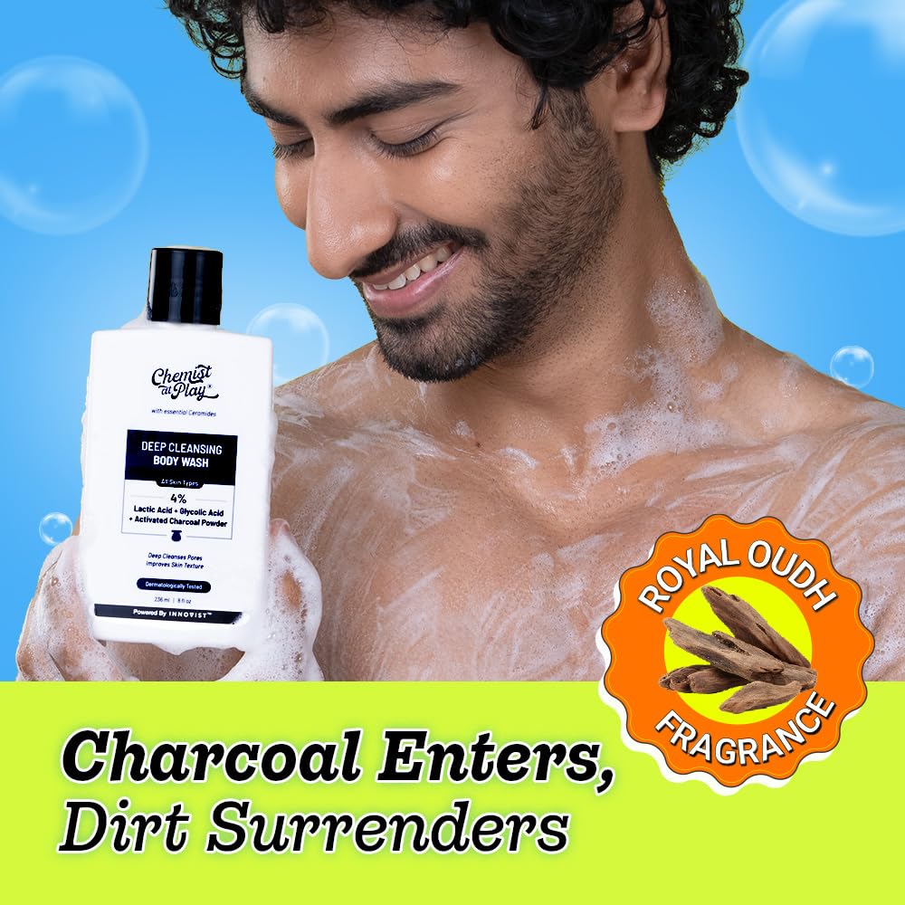 Chemist at Play charcoal and clay ingredients highlighting deep cleansing
