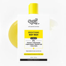 Chemist at Play front bottle shot showing label and brightening benefits