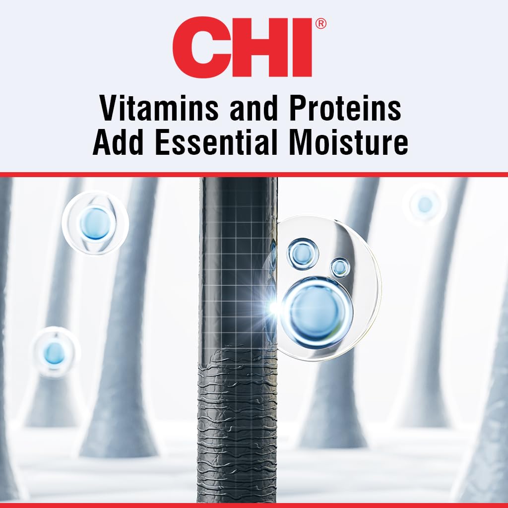 CHI 44 bottle in hand to show 8 oz size and travel-friendly scale