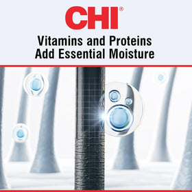 CHI 44 bottle in hand to show 8 oz size and travel-friendly scale