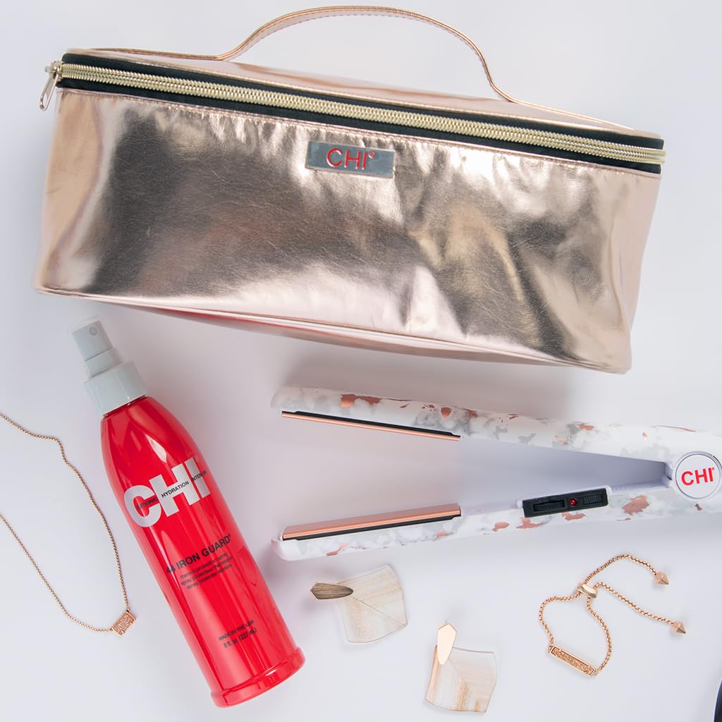 CHI 44 next to common objects showing 8 fl oz size for travel-friendly use