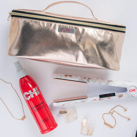CHI 44 next to common objects showing 8 fl oz size for travel-friendly use