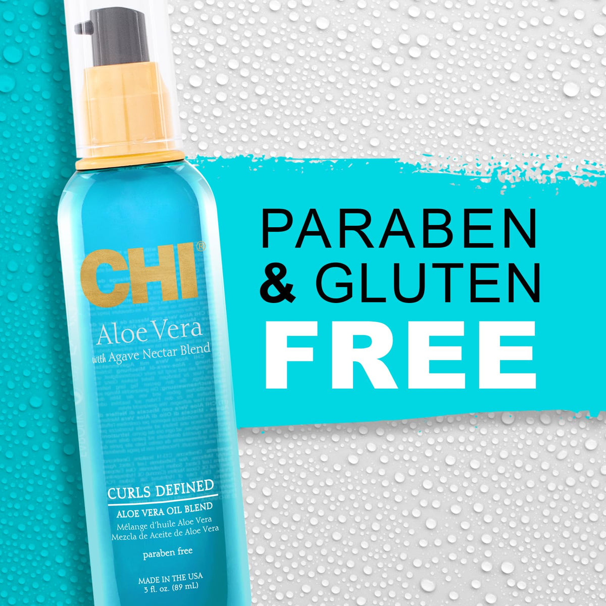 CHI 3 oz bottle beside everyday items showing compact travel benefit