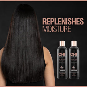 CHI creamy conditioner texture close-up, demonstrates smooth detangling