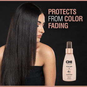 CHI being applied to damp hair before blow-drying for smoother styling and protection