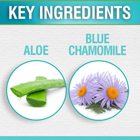 CHI label close-up featuring Aloe Vera and Blue Chamomile benefits