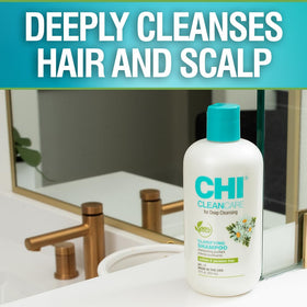 CHI shampoo being poured with foam demonstrating effective lathering
