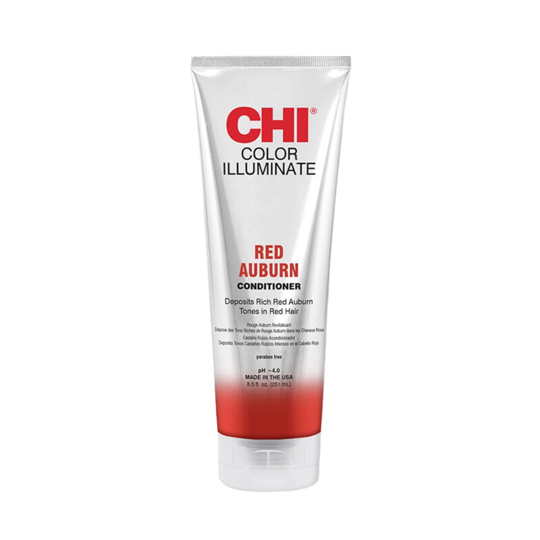 CHI front packaging of red auburn conditioner showing brand and shade benefits