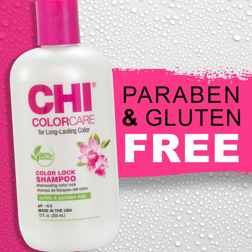 CHI ColorCare shampoo styled in bathroom highlighting salon-quality finish