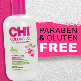 CHI ColorCare shampoo styled in bathroom highlighting salon-quality finish