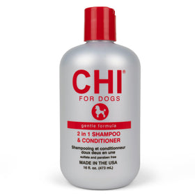CHI bottle front view showing label and 2-in-1 benefit