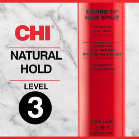 CHI Enviro 54 label detail highlighting ceramic and protein benefits for shine