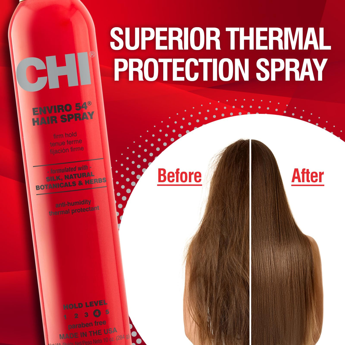 CHI Enviro 54 holding styled curls in place with natural shine benefit